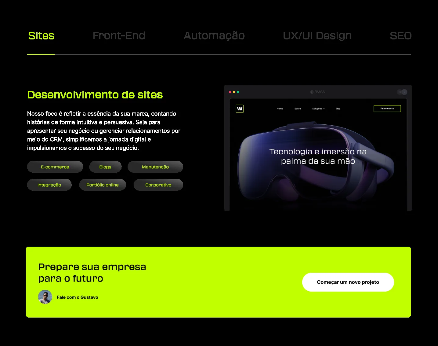 3WW Website — layout de página interna
