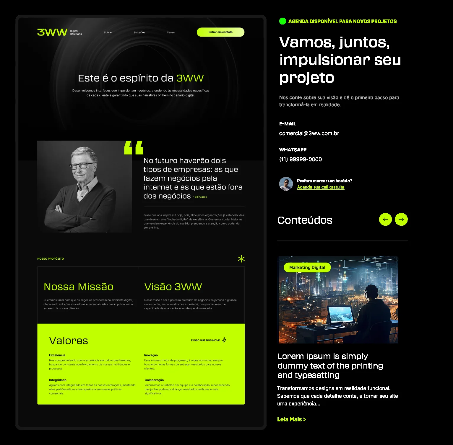 3WW Website — fluxo completo da página